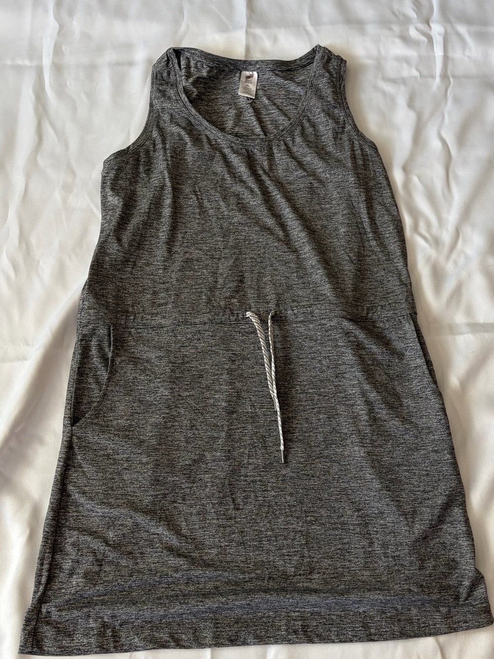 Sleeveless Gray Midi Dress with Drawstring Waist Members Mark XL